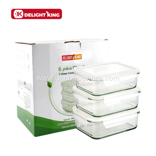 6pcsGlass Food Containers Set with Pack Customized